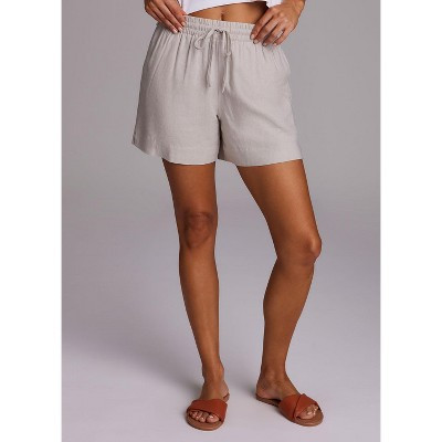 RBX Active Women's Linen Short, Drawstring Waistband Relaxed Fit Linen Shorts with Pockets - Sand,L | Target