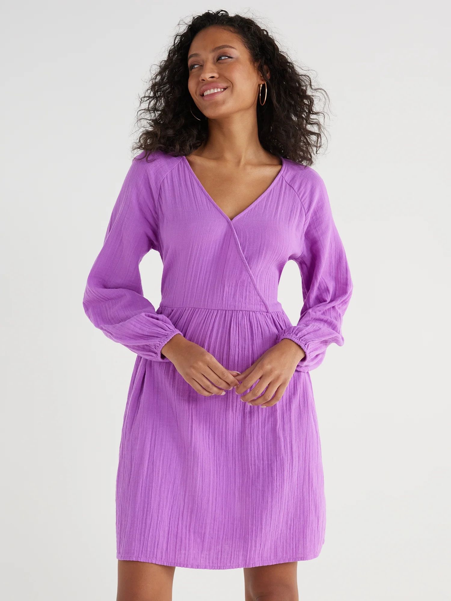 Time and Tru Women’s Mini Wrap Dress, Sizes XS-XXXL | Walmart (US)