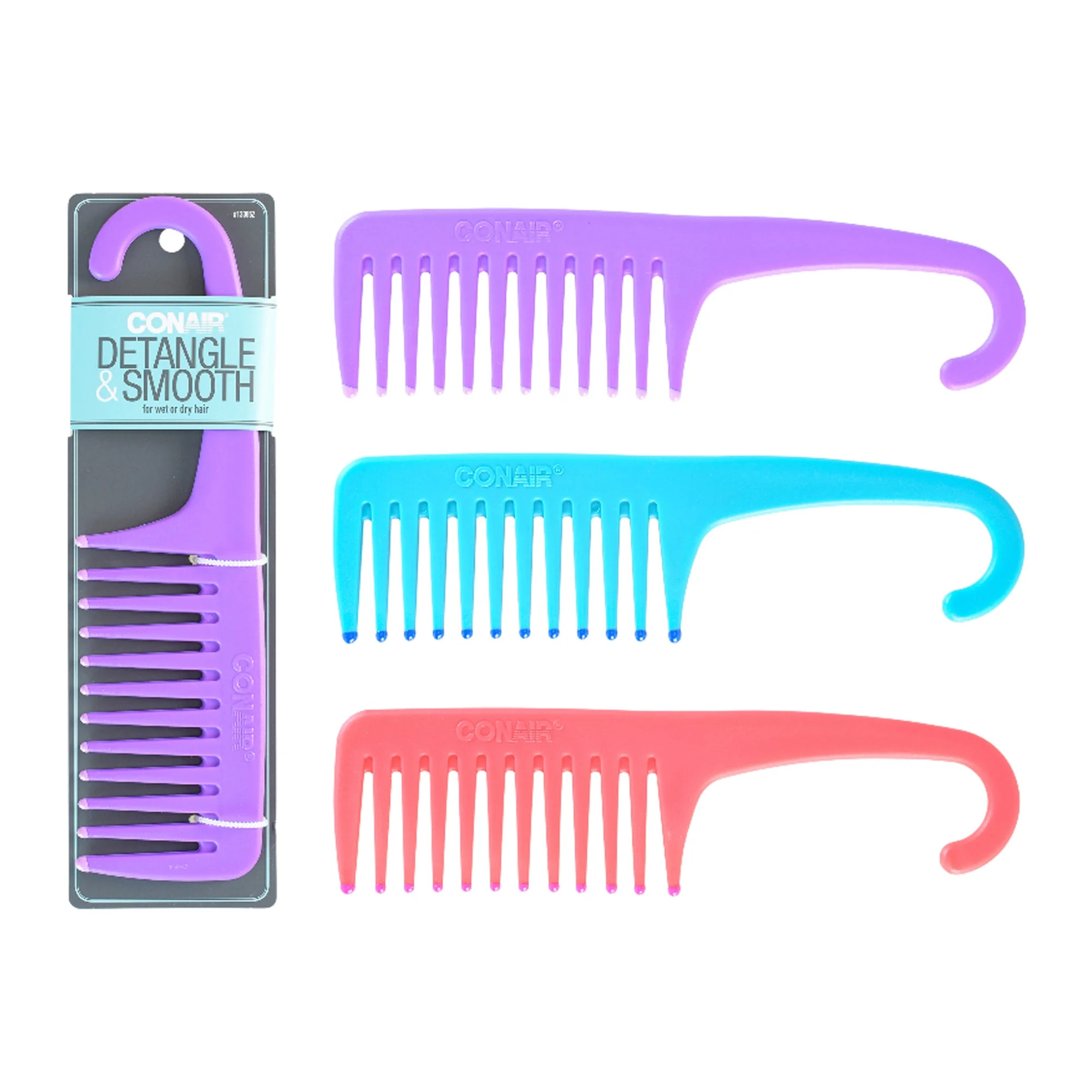 Conair Detangle & Smooth Hanging Shower Comb for Wet Hair with Easy Grip Handle, Colors Vary | Walmart (US)