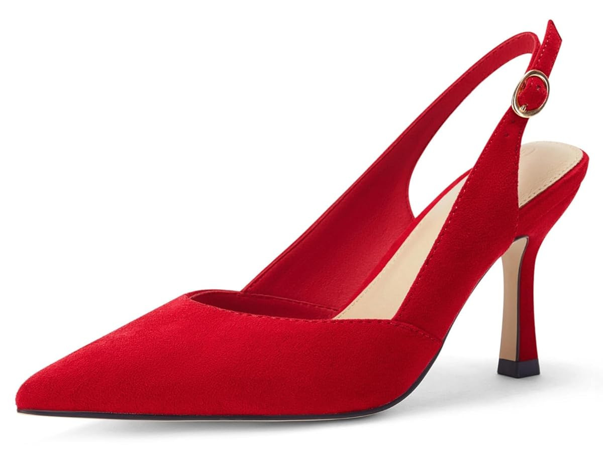 Rilista Women's Slingback Kitten Heels Closed Pointed Toe Wedding Party Dress Pumps Shoes | Amazon (US)