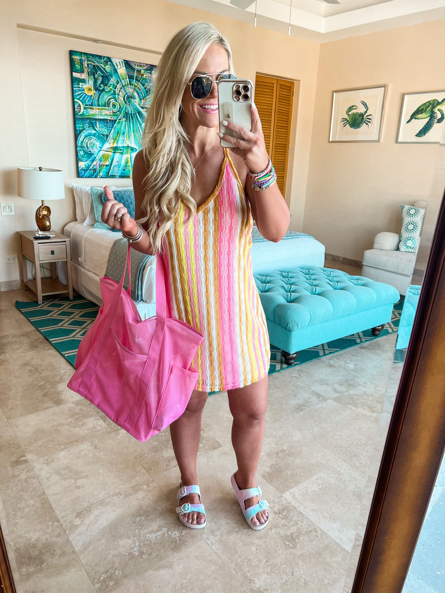 Neon Crochet coverup on $20!! Runs tts 💞 beach tote on sale for $8! 

#LTKsalealert #LTKswim #LTKtravel