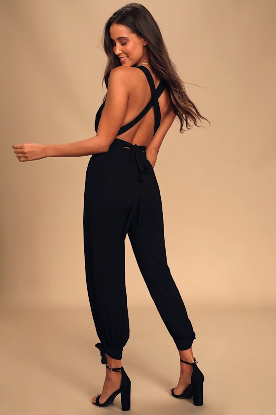 Lolinda Black Convertible Halter Jumpsuit | Lulus (US)