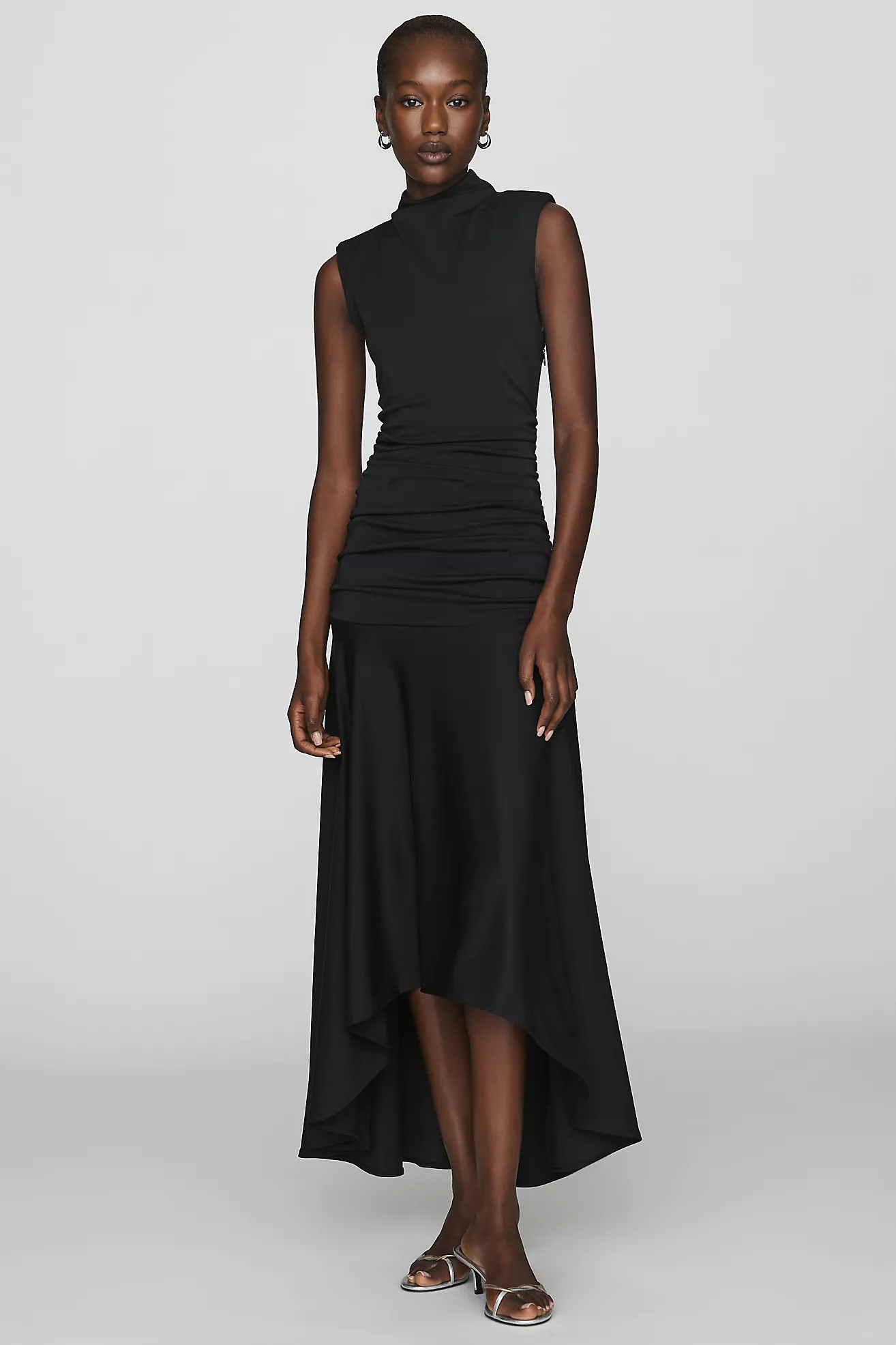 Maeve Sleeveless Ruched Mock-Neck Dress | Anthropologie (US)