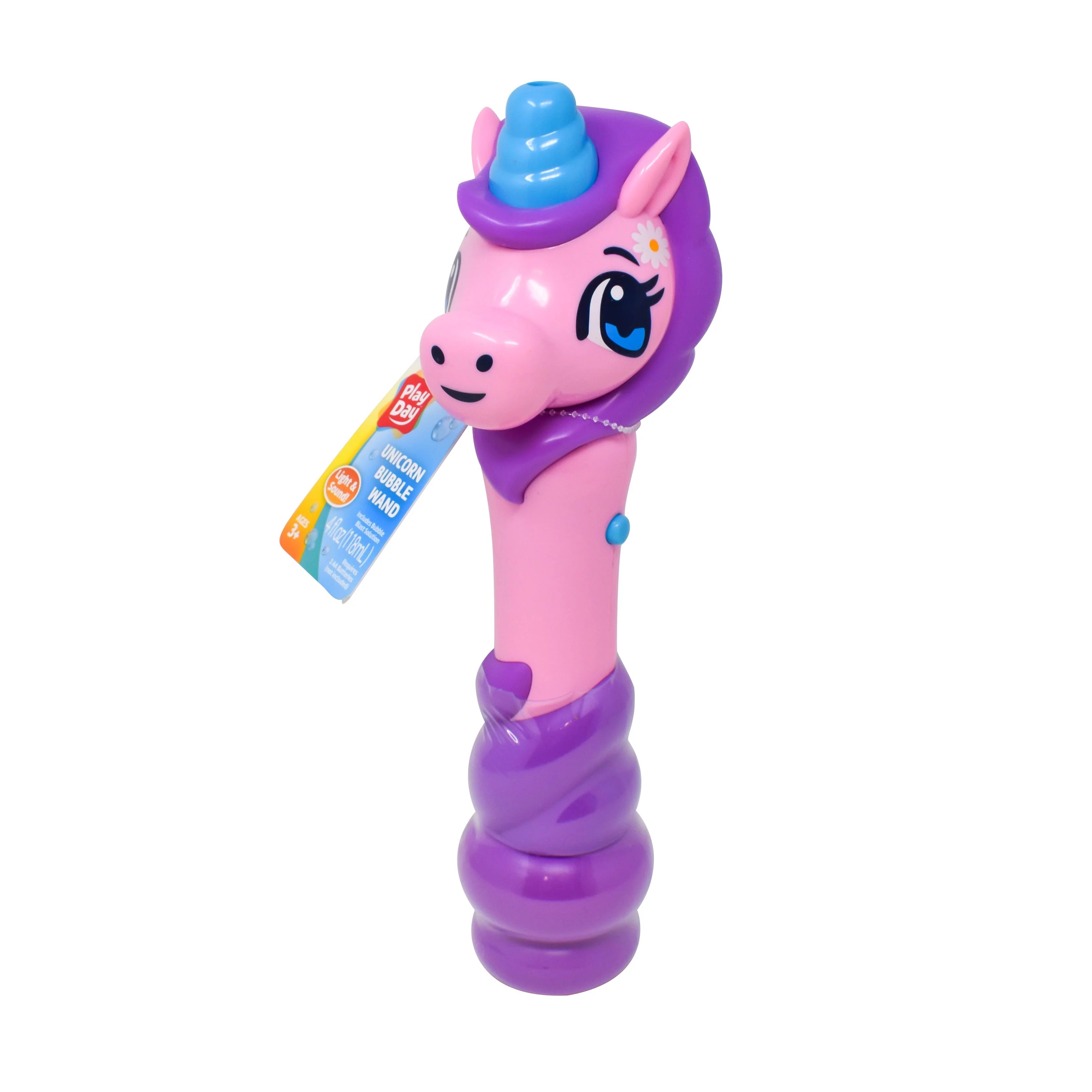 Play Day Unicorn Bubble Blowing Wand with Lights, Sounds and 4oz Bubble Solution | Walmart (US)