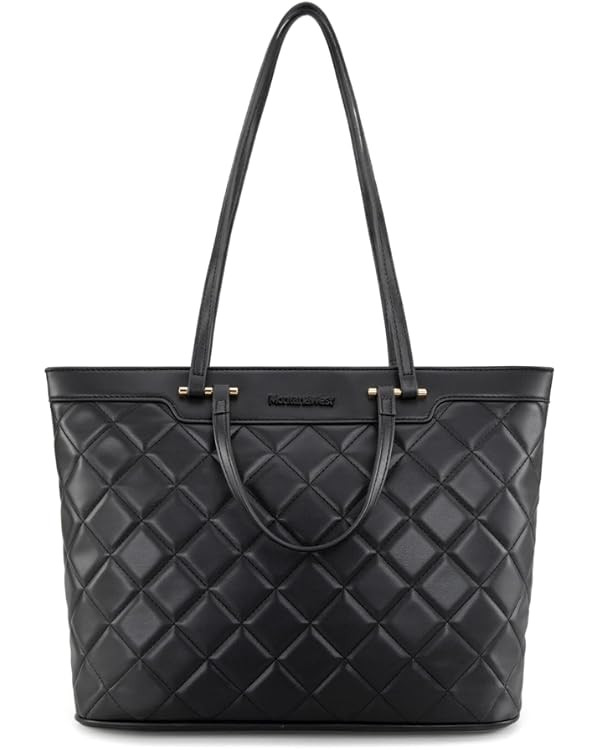 Montana West Quilted Tote Bag for Women Shoulder Bag Fashion Handbags with Top Zipper | Amazon (US)