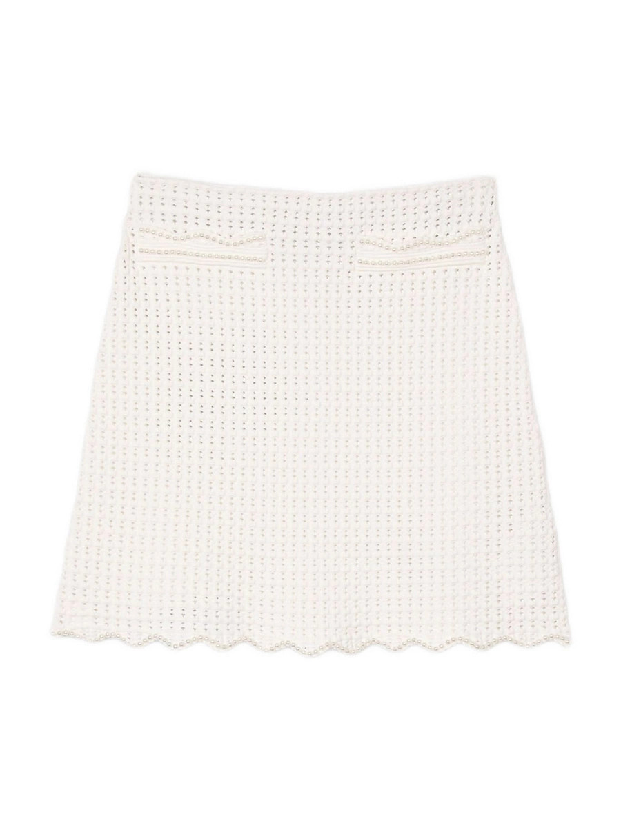 Women's Short Pearl Bead Knit Skirt - White - Size 0 | Saks Fifth Avenue