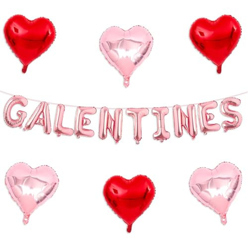 Rose Gold Galentines Balloons, 16 Inch Galentines Day Balloons Red Rose Gold Heart Balloon for Galentines Party Hotel Room Office Classroom Decor | Amazon (US)