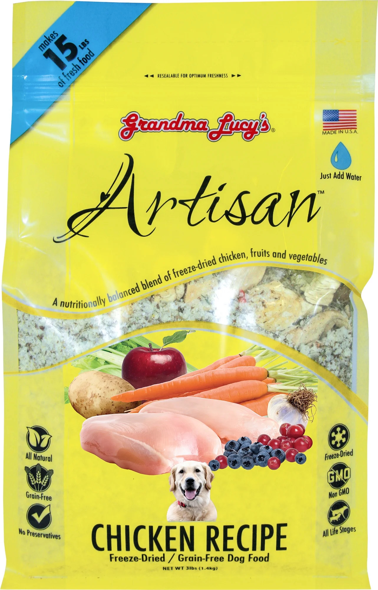 Grandma Lucy's Artisan Grain-Free Chicken Freeze-Dried Dog Food, 3-lb Bag | Walmart (US)
