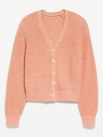 V-Neck Shaker-Stitch Cardigan Sweater | Old Navy (US)