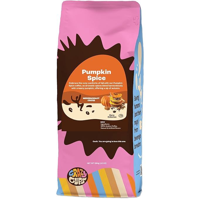 Crazy Cups Flavored Ground Coffee, Pumpkin Spice Coffee, For Brewing Flavored Hot or Iced Pumpkin... | Amazon (US)