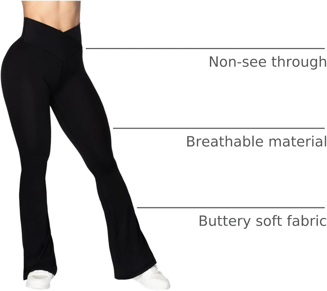 Sunzel Flare Leggings, Crossover Yoga Pants with Tummy Control, High-Waisted and Wide Leg | Amazon (US)