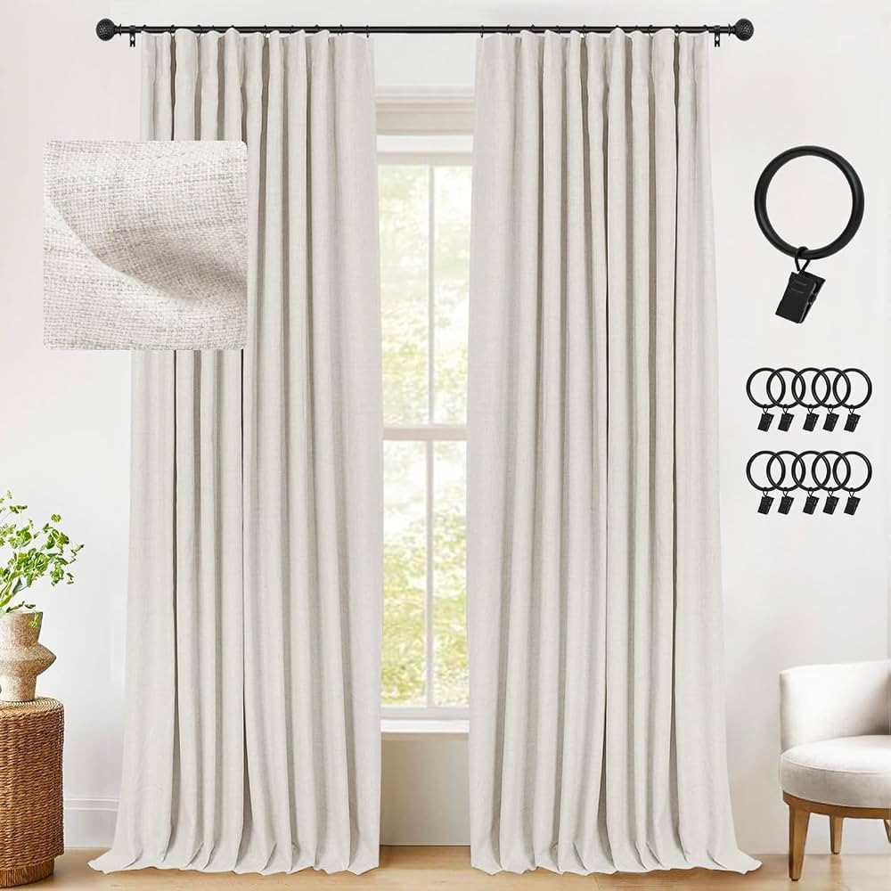 INOVADAY 100% Blackout Curtains 84 Inches Long for Bedroom Living Room, 50 Inch Wide Linen Blacko... | Amazon (US)