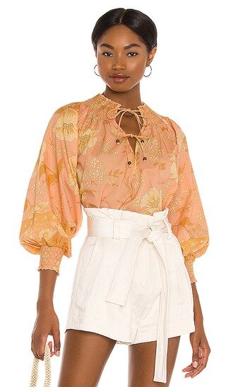 X REVOLVE The Sloan Blouse in Peach | Revolve Clothing (Global)