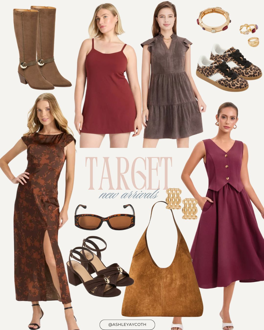 Target New Fall Arrivals 2025 ! I am loving the chocolate browns and the warm reds / burgundy/ wine colors! So many textures Suede , Satin, Velvet and patterns like leopard and fall florals!  I love a good season change and I am loving all of these new fall fashion finds from Target! 

 #LTKSeasonal #LTKFindsUnder50 #LTKautumn