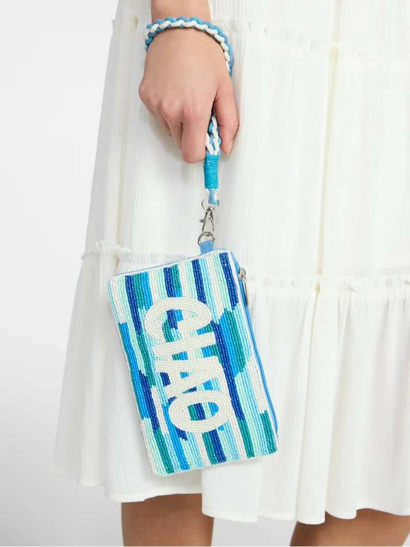 No Boundaries Women's Beaded Wristlet, Blue Ciao | Walmart (US)