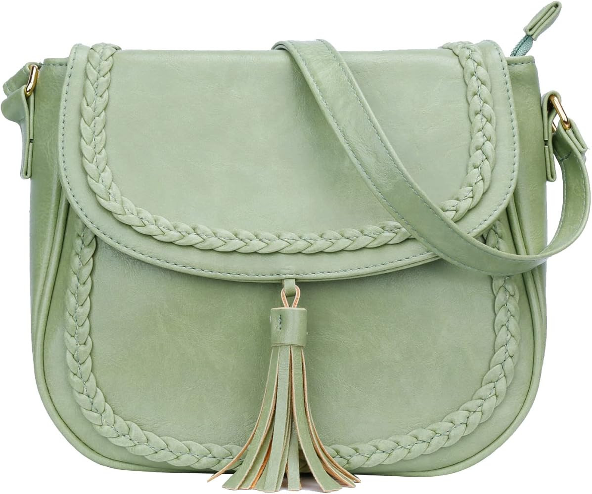 KKXIU Casual Flap Saddle Crossbody Bags for Women Purses and Handbags with Tassel | Amazon (US)