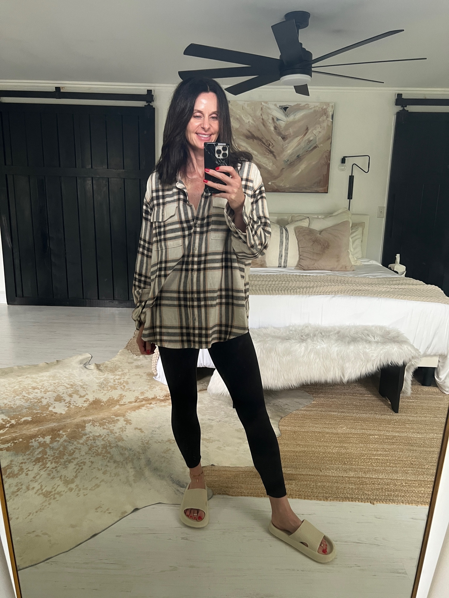 Wearing L in flannel for oversized fit. S in booty boost leggings. Size down in shoes! 

#LTKfindsunder50 #LTKover40 #LTKfindsunder100
