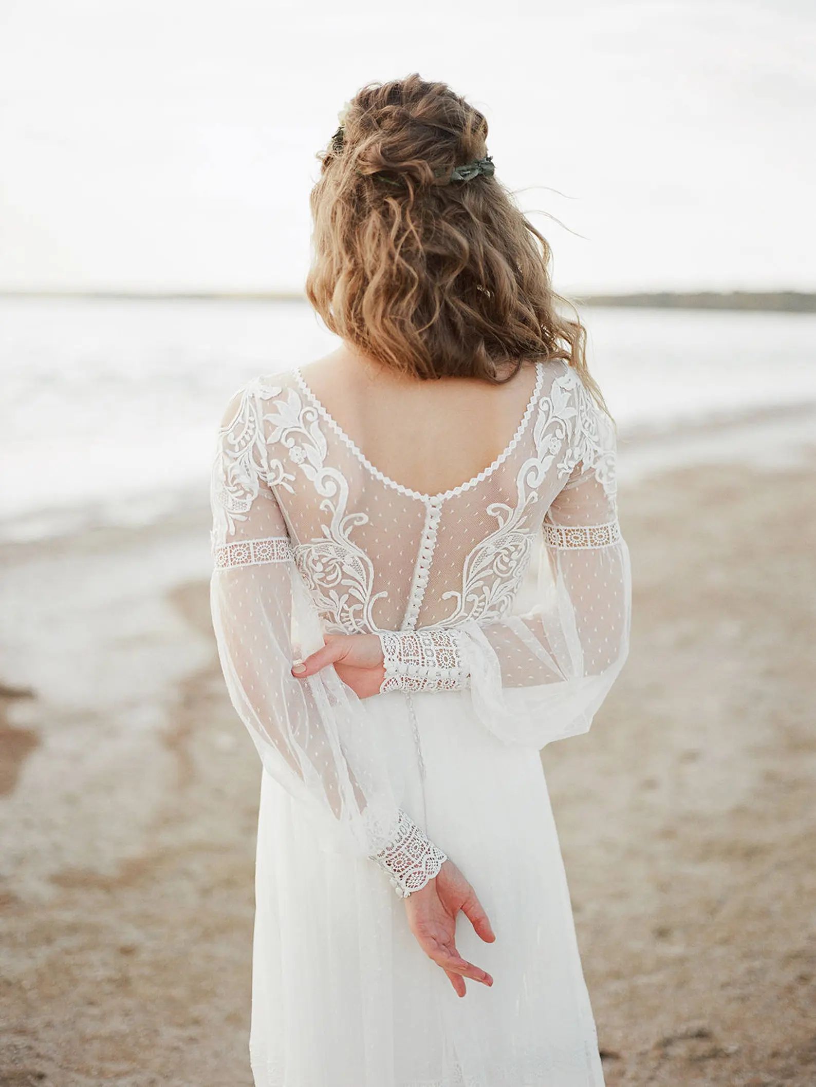 Amazing Long Sleeve Bohemian Wedding Dress, Boho Wedding Dress, Lace Wedding Dress, Backless Wedd... | Etsy (US)