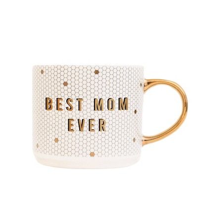 Sweet Water Decor Best Mom Ever White and Gold Honeycomb Tile Coffee Mug - 17oz | Target