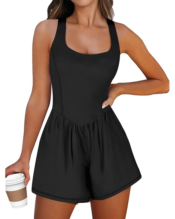 Caracilia Womens Athletic Romper Summer Casual Short Workout Running Jumpsuits One Piece Gym Clot... | Amazon (US)