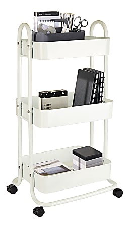 Realspace® Mobile 3-Tier Storage Cart, 35-5/8"H x 17-15/16"W x 14-5/16"D, Off-White | Office Depot and OfficeMax 