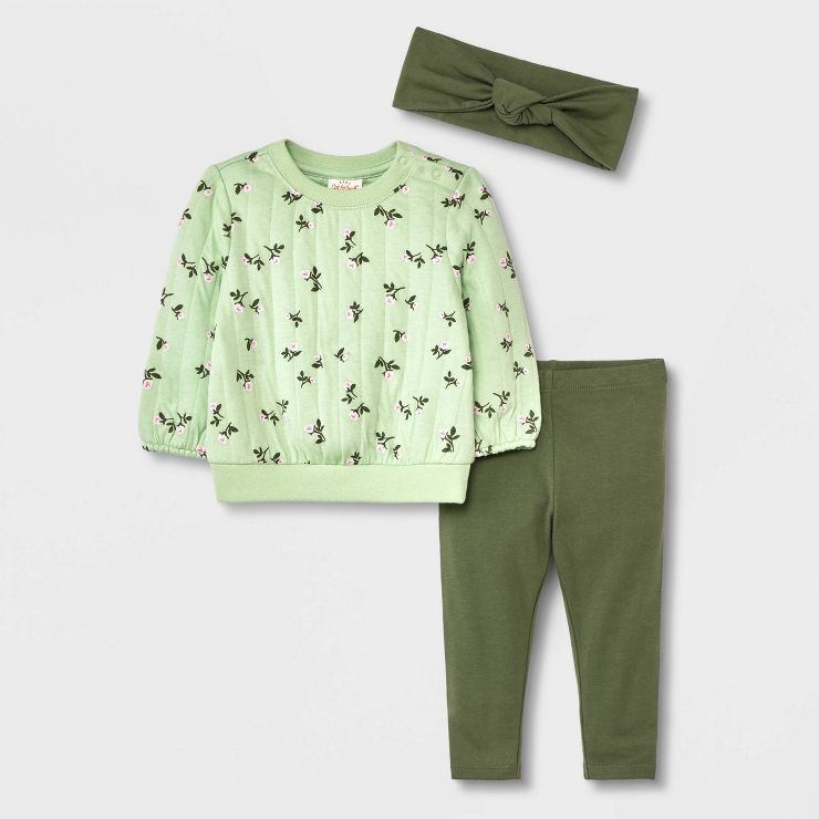 Baby Girls' Quilted Sweatshirt with Leggings - Cat & Jack™ Green | Target