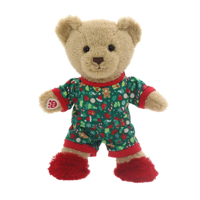 13.5IN Build-a-Bear Tan Bear Plush in Holiday Pajamas | Walmart (US)