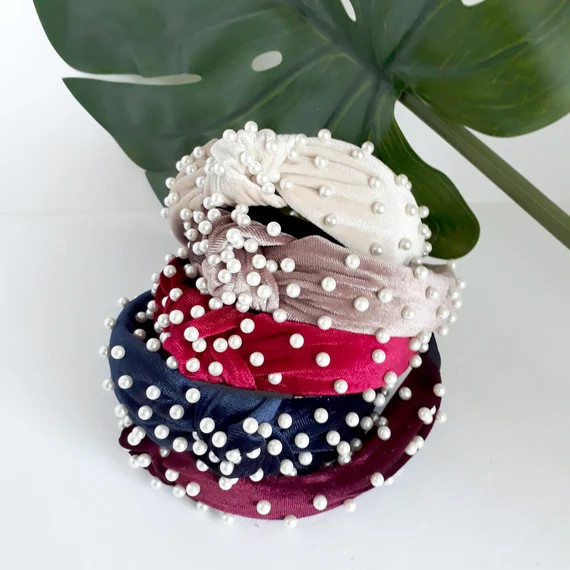 Annstyle Faux Pearl Velvet Knot Headband | Etsy Canada | Etsy (CAD)