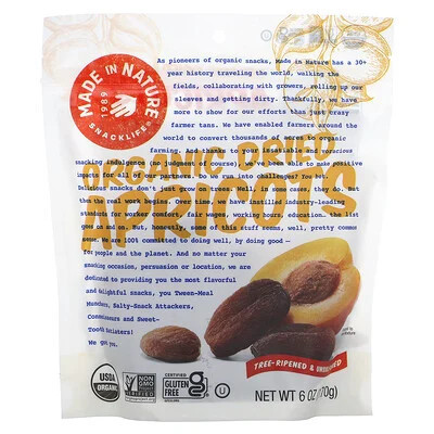 Made in Nature, Organic Dried Apricots, Tree-Ripened & Unsulfured, 6 oz (170 g) | iHerb