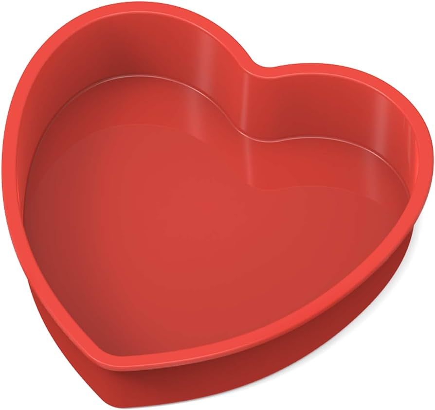 SILIVO Silicone Heart Shaped Cake Pans - 10 Inch Nonstick Heart Cake Mold, Heart Shaped Baking Pa... | Amazon (US)