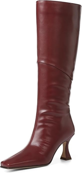 CYNLLIO Knee High Boots Women Square Toe Kitten High Heel Tall Boots Fashion Side Zipper Stiletto... | Amazon (US)
