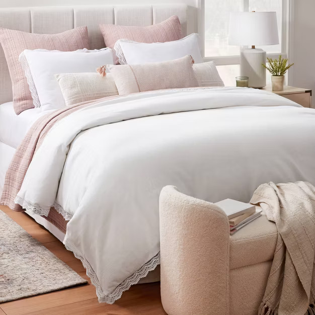 Lace Border Cotton Slub Duvet & Sham Set - Threshold™ designed with Studio McGee | Target