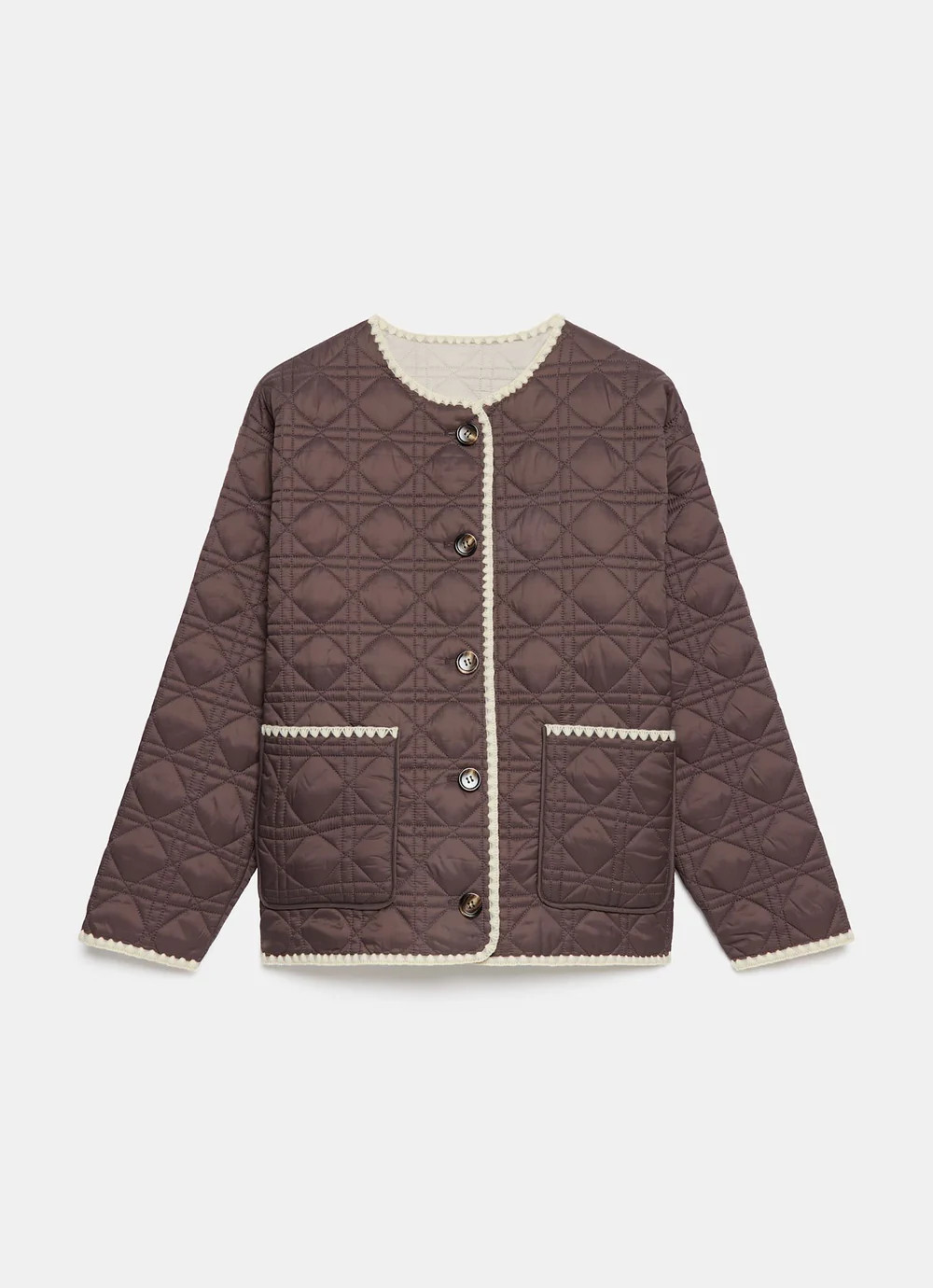 Brown Reversible Quilted Jacket | Mint Velvet