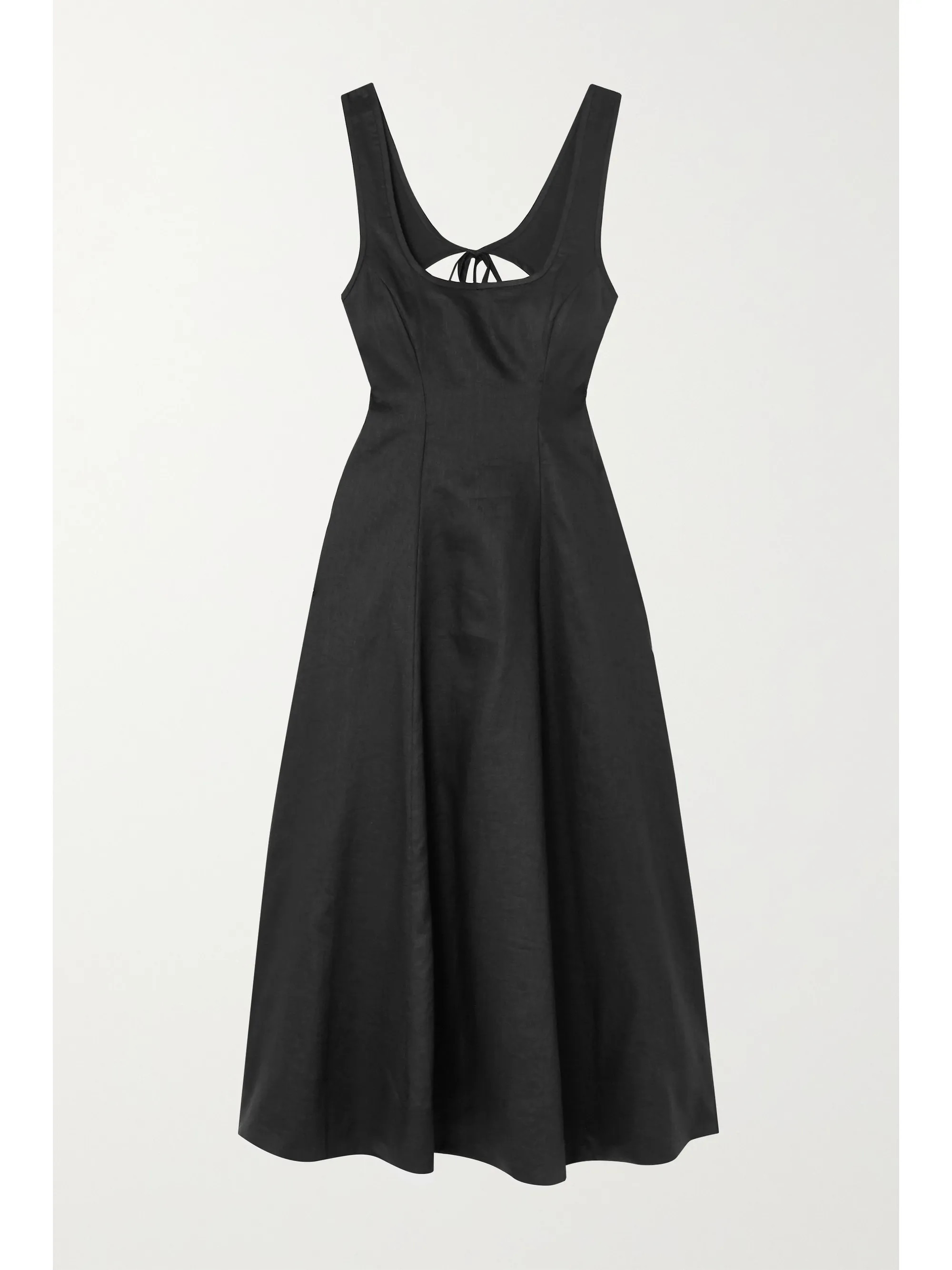 Black Lulu open-back linen midi dress | Zimmermann | NET-A-PORTER | NET-A-PORTER (US)