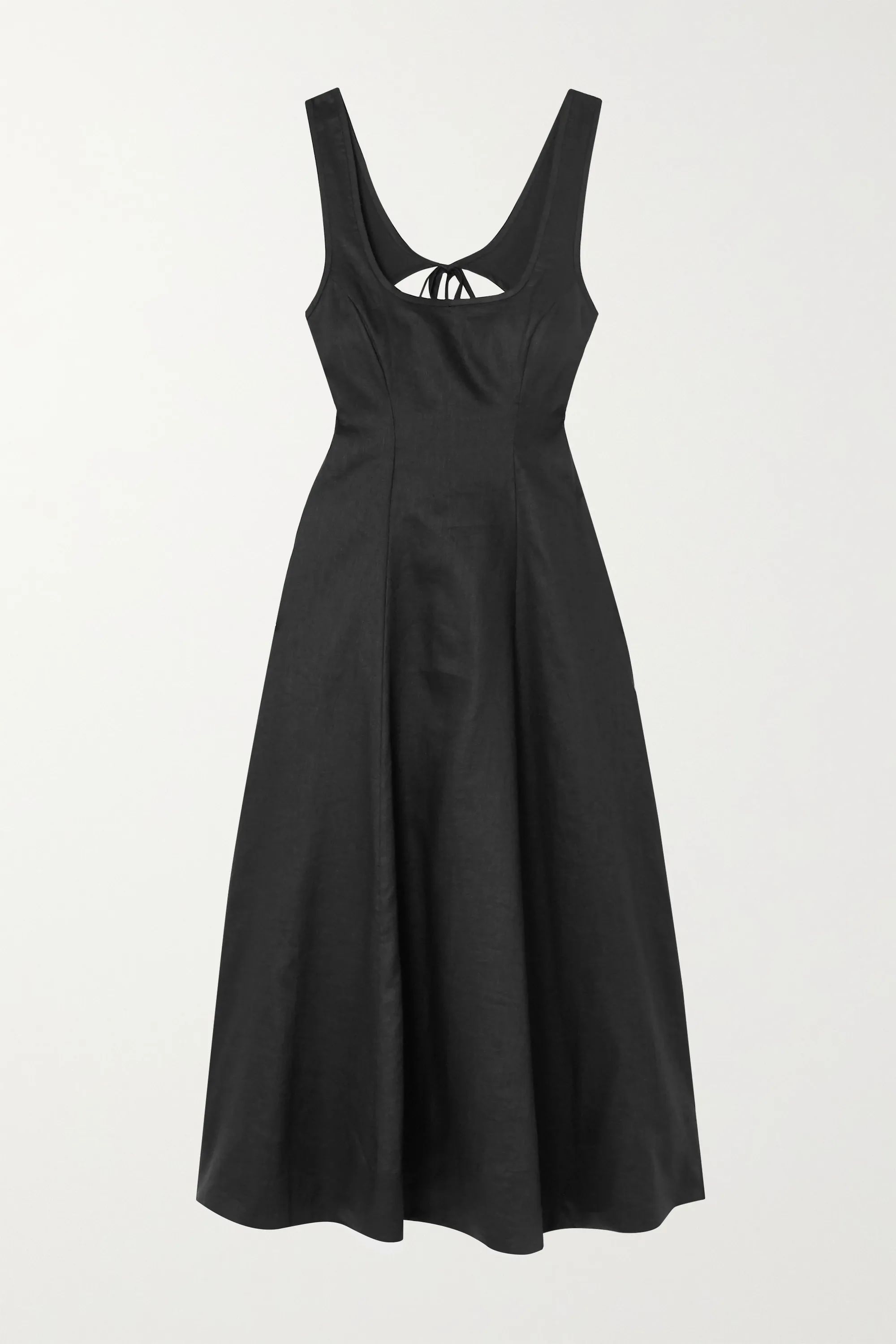 Black Lulu open-back linen midi dress | Zimmermann | NET-A-PORTER | NET-A-PORTER (US)