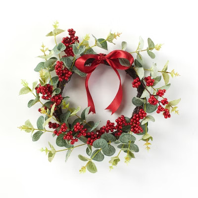 Lakeside Decorative Christmas Hanging Wreath Decoration with Faux Berries | Target