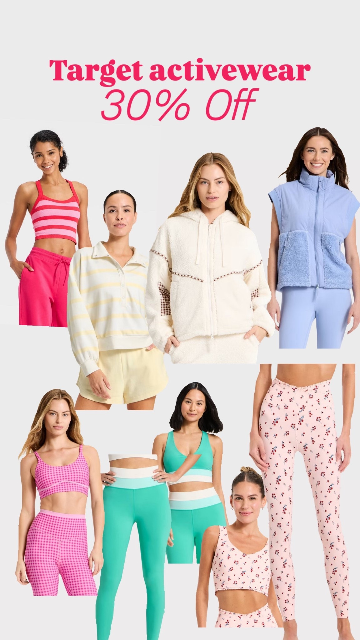 30% off target activewear

Workout clothes, Valentine’s Day outfits, athleisure, loungewear, colorful outfits, leggings, sports bra, tank 

#LTKActive #LTKSaleAlert #LTKFindsUnder50