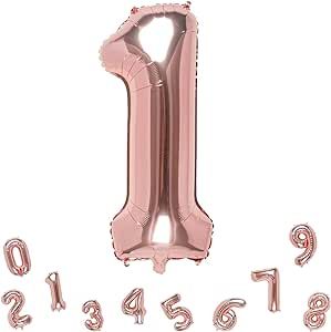 32 Inch Rose Gold Number 1 Balloons Foil Ballon Digital Birthday Party Decoration Supplies (Rose ... | Amazon (US)