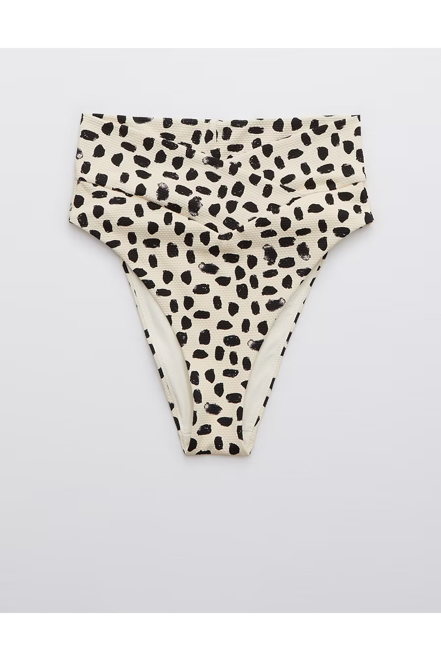 Aerie Pique Crossover High Cut Cheeky Bikini Bottom | American Eagle Outfitters (US & CA)