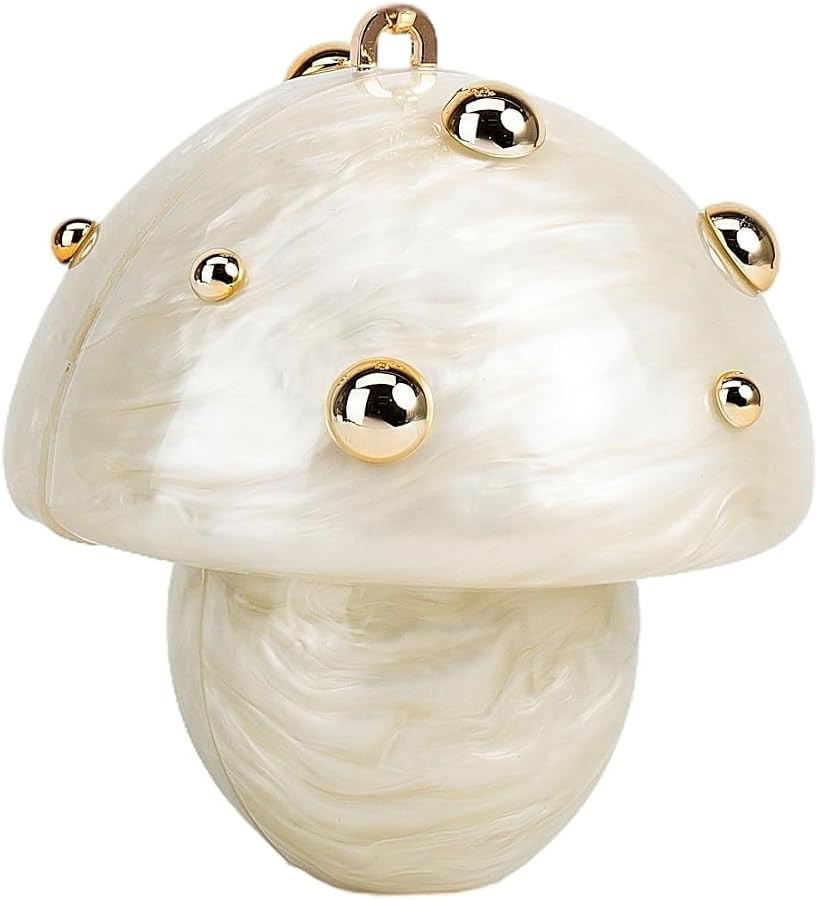 Women Acrylic Mushroom Clutch Bag Pearlescent Crossbody Bag Evening Bag With Removable Chain Stra... | Amazon (US)