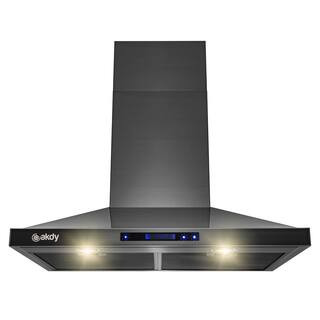 30 in. 343 CFM Convertible Wall Mount Black Stainless Steel Kitchen Range Hood with Touch Panel | The Home Depot