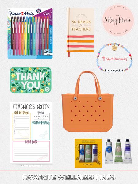 Teacher appreciation gifts 

Orange bogg bag, markers, teacher devotional, target gift card, teacher note, hand cream, teacher bracelet

#LTKfindsunder100 #LTKfindsunder50 #LTKGiftGuide