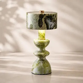 MIXL-Green Jade Marble Table Lamp,Cordless Rechargeable Marble Lamp,Art Deco Lamps for Night Stan... | Amazon (US)