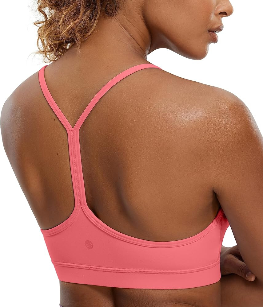 CRZ YOGA Butterluxe Womens Y Back Sports Bra - Padded Racerback Low Impact Spaghetti Thin Strap W... | Amazon (US)