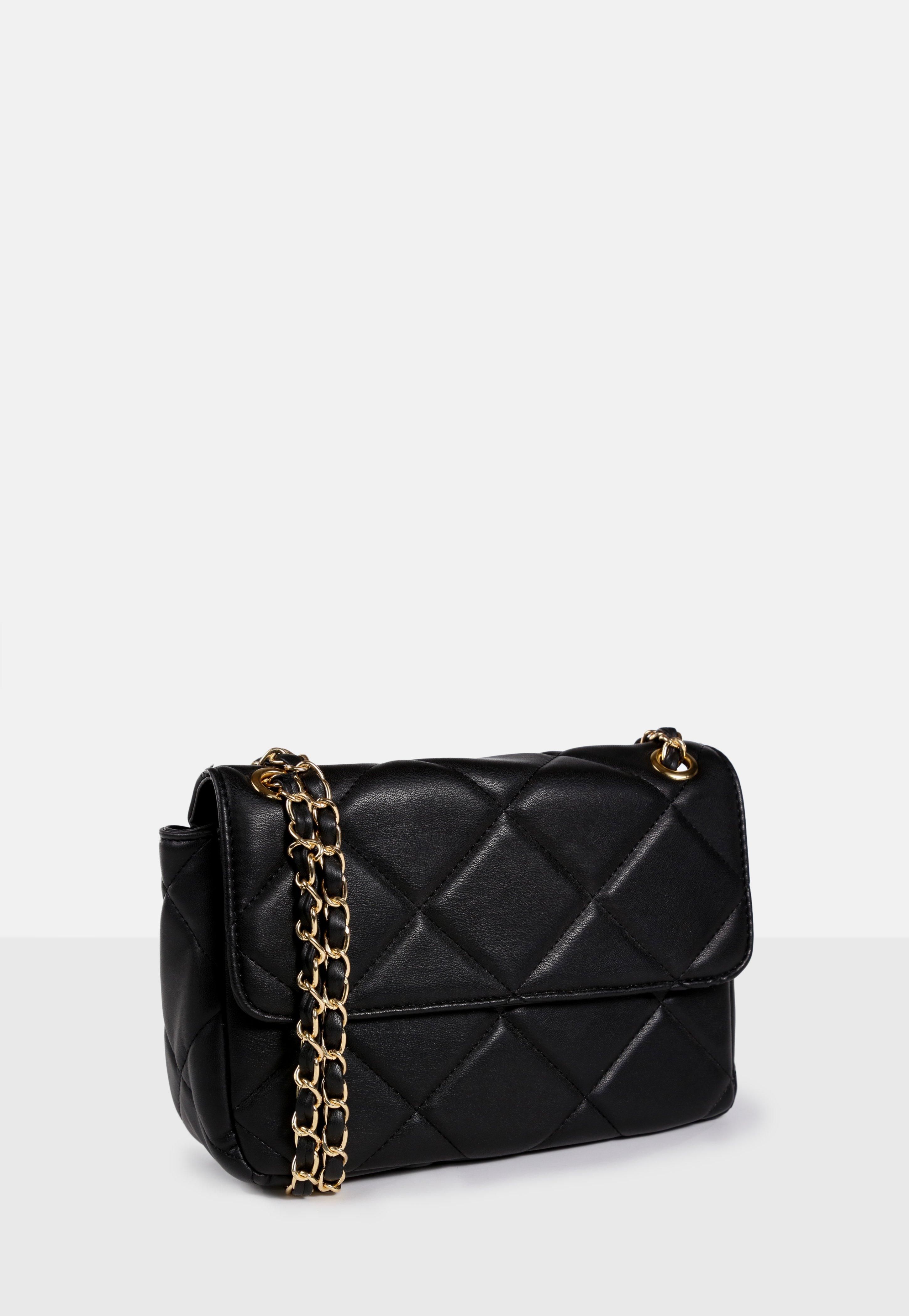 Missguided - Black Quilted Chain Strap Bag | Missguided (US & CA)