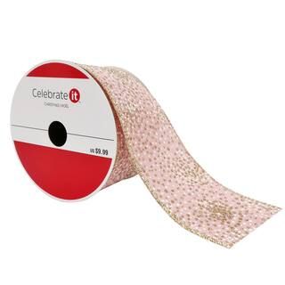 2.5" Faux Linen Wired Dotted Ribbon by Celebrate It™ Christmas | Michaels Stores