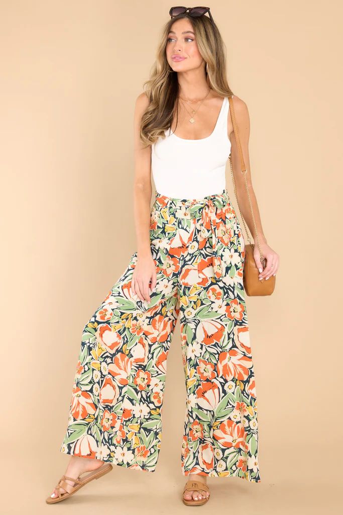 Up The River Navy Floral Pants | Red Dress 