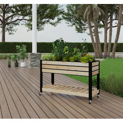 Self-Watering Cedar Planter 21 X 47 X 32"H + Shelf (Sleeve) | Wayfair North America