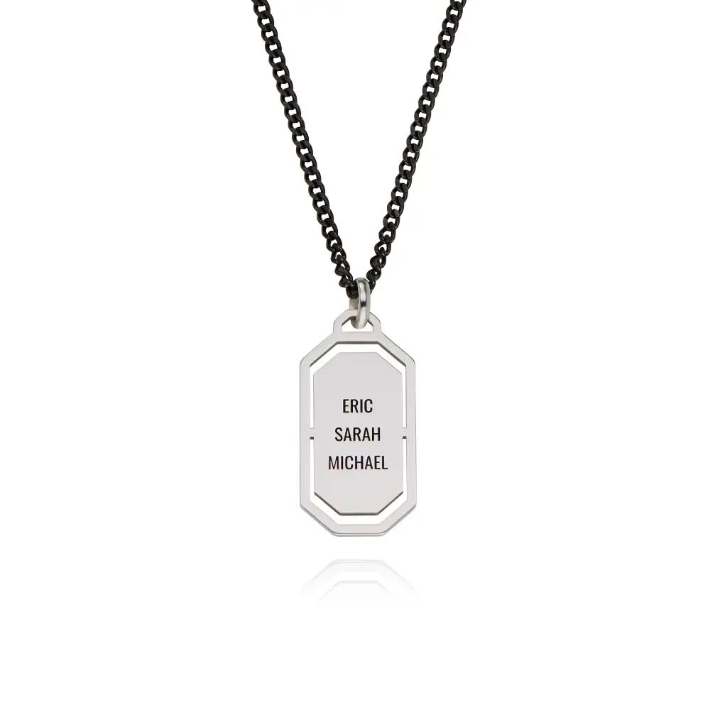 Oliver Modern Army Tag Necklace in Sterling Silver | MYKA