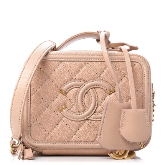 CHANEL

Caviar Quilted Small CC Filigree Vanity Case Beige | Fashionphile